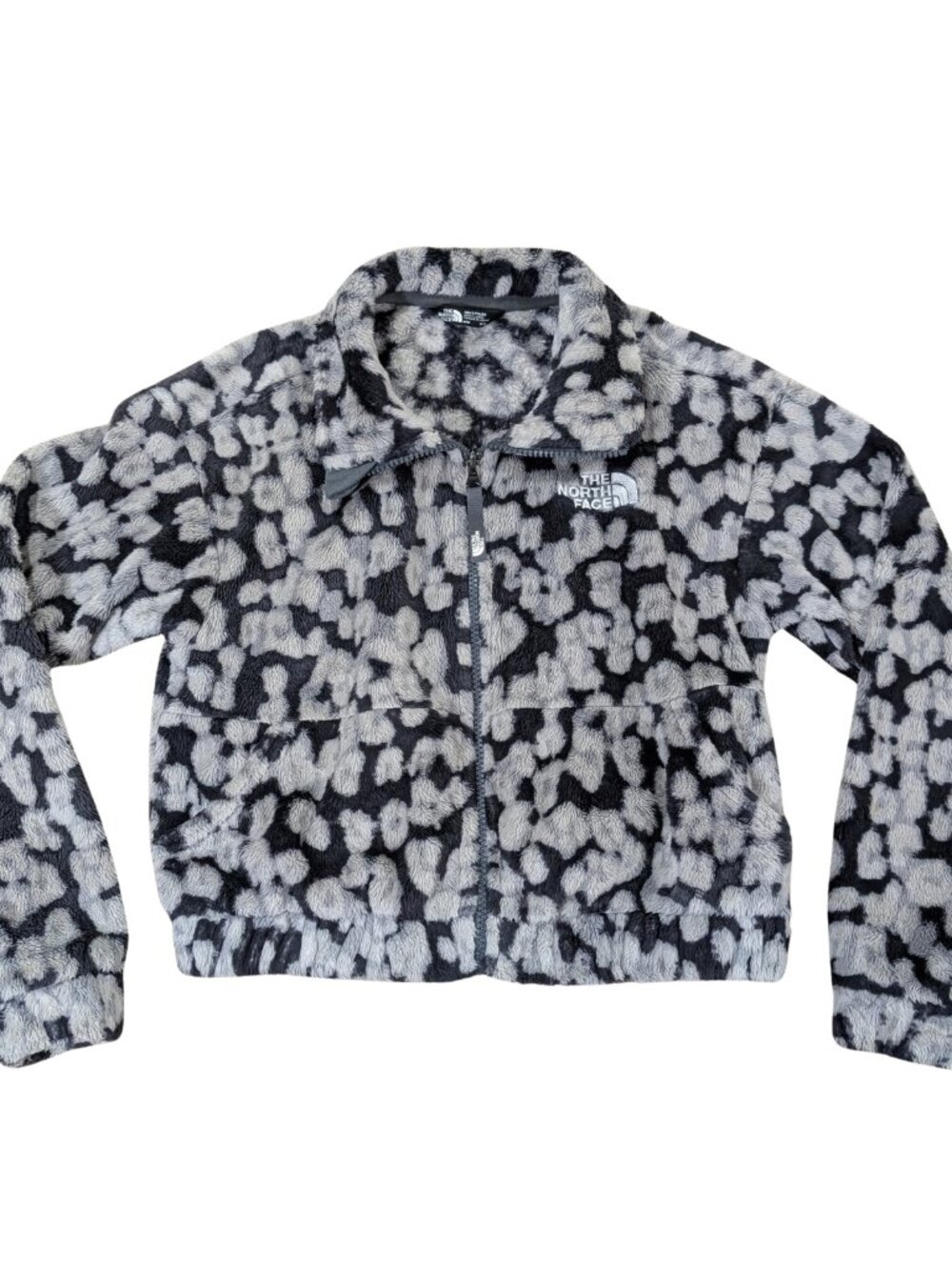 The North Face Girls M 10/12 Osolita High Pile Plush Fleece Jacket Gray Print